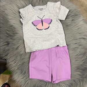 NWOT PeKkle Butterfly Tee and Shorts Set 3M